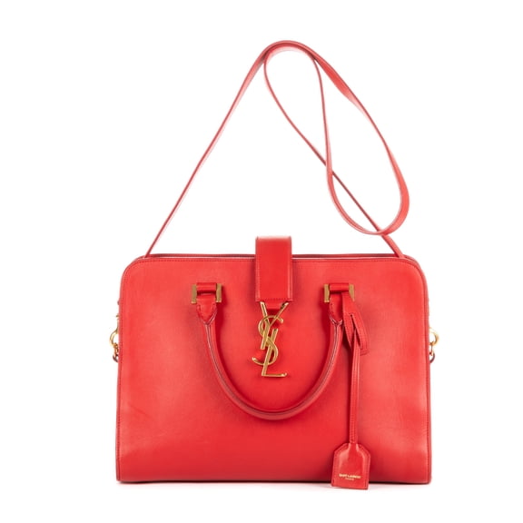 Pre-Owned Yves Saint Laurent Red Classic Cabas Handbag Calfskin Leather