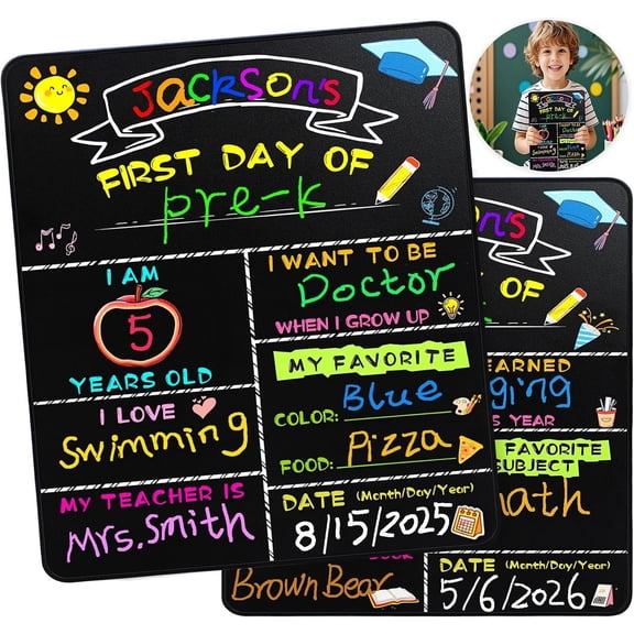 of School Sign 14"x11" - Double-Sided First and Last Day of Chalkboard Board for - to School Sign for , , and - Easy to Write & Clean