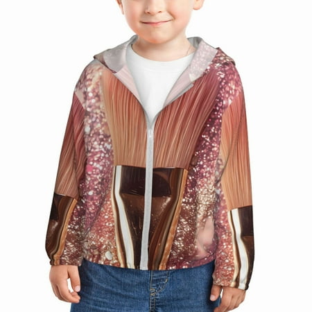 

Zeuib Makeup Brush on Pink Glitter Print Girls & Boys Sun Protection Hoodie with UPF 50+ Children’s Quick-Dry Jacket Perfect for Outdoor Activities-3 Years