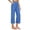 Blue, variant on Women's Cotton Linen Three Quarter Pants High Waisted Solid Color Casual