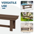 thumbnail image 4 of JUSTLET HDPE Outdoor 2-Person Dining Bench, Durable and Weather-Resistant for Patio, Garden and Balcony Use, Brown, 4 of 8