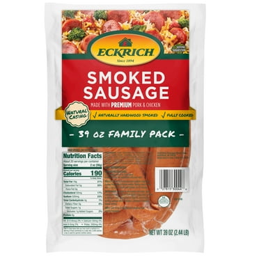 Eckrich Natural Casing Smoked Sausage Rope Family Pack, 39 oz