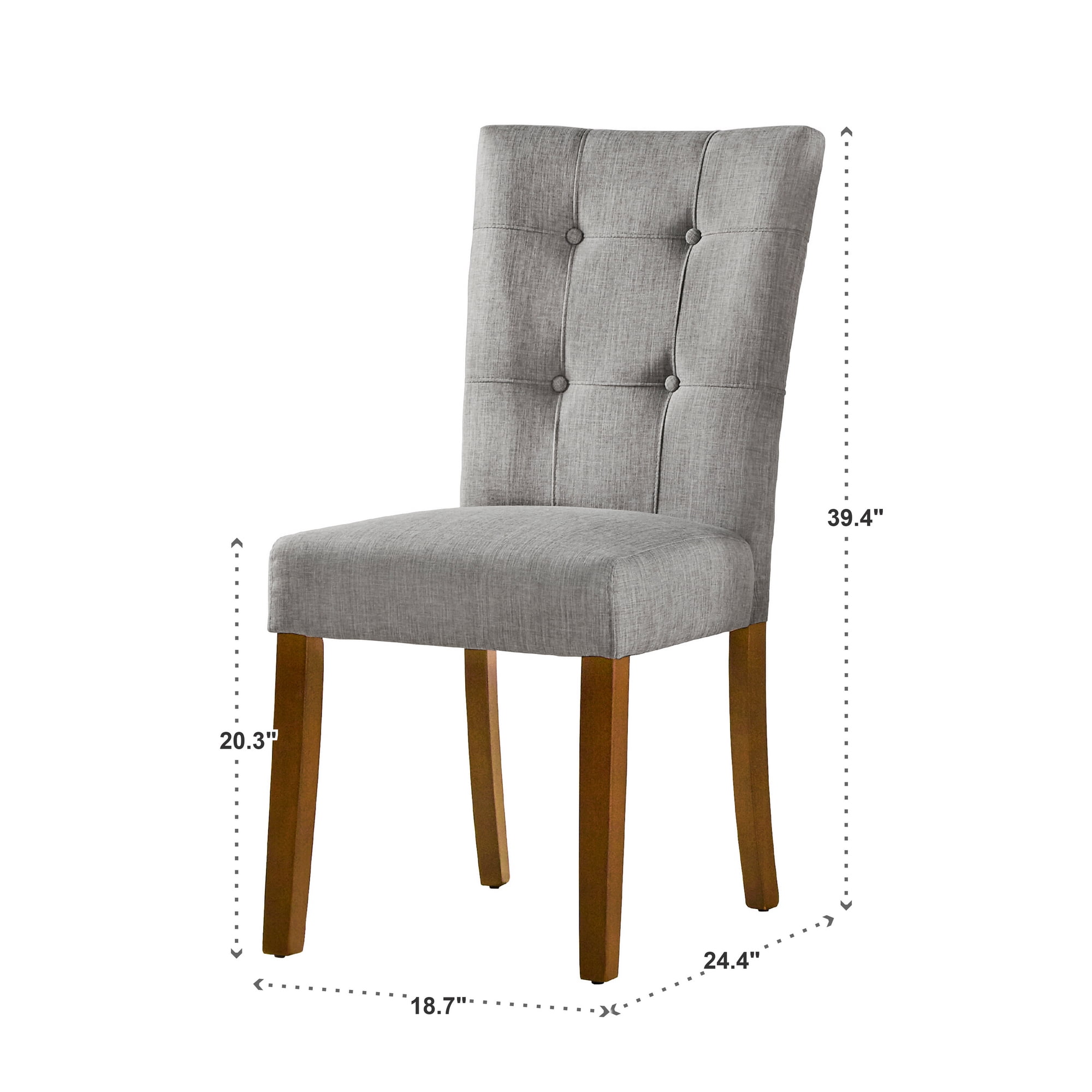 Chelsea Lane Upholstered Cherry Finish Dining Side Chair, Set of 2, Gray