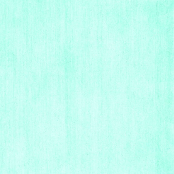 Ahgly Company Machine Washable Indoor Square Solid Turquoise Blue Modern Area Rugs, 4' Square