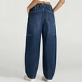 thumbnail image 5 of Miqool Women's Baggy Jogger Jeans Low Rise Drawstring Elastic Denim Pants Loose Casual Workwear Pants with Pockets, 5 of 9