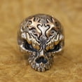 thumbnail image 4 of Brass Eyebrow Copper Fire 925 Sterling Silver Skull Ring Adjust TA427 US Size 8, 4 of 16