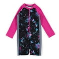 thumbnail image 1 of Nano One-Piece Rashguard Girls Long-Sleeve Swimsuit - Black/Fuchsia (18-24 Months), 1 of 4