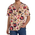 thumbnail image 3 of Fotbe gold Skull Guitar record print Short Sleeve Button Down Shirts for Men Casual Summer Beach Wrinkle Free Shirt-Small, 3 of 7