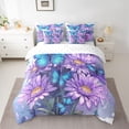 thumbnail image 2 of Homewish Cute Daisy Butterfly 7pcs Bedding Comforter Set,Kawaii Flower Floral Queen Bedding Sets,Purple Blue Queen Sheet Sets For Girls Teens,Super Cozy Room Decor Reversible, 2 of 8
