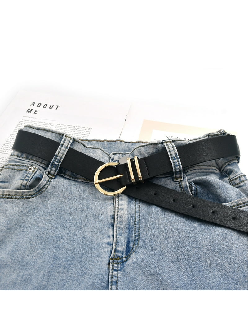 2 Pack Leather Belt Women Pin Buckle Belts for Jeans Pants Dresses SENDEFN Women Leather Belts, Pin Buckle, Adjustable Waist  main image 3