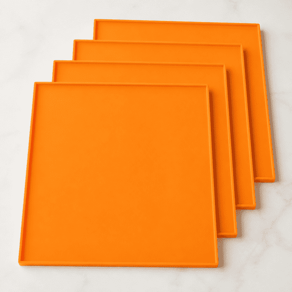 4 Pack Silicone Dehydrator Trays with Edge – 12 x 10 Inch Reusable Mats Compatible with Cosori CP267-FD and Similar Models, Orange