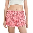 thumbnail image 1 of FAIWAD Womens Lace Layered Ruffle Shorts Mid Waist Puffer Mini Shorts Plaid Print Stretchy Shorts Streetwear, 1 of 8