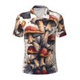 thumbnail image 2 of Daiia Cute Forest Mushrooms Pattern Men’s Polo Shirts,Solid Deck Shirt,Classic Fit, Breathable Cotton Polo for Casual and Sport Wear-Medium, 2 of 7