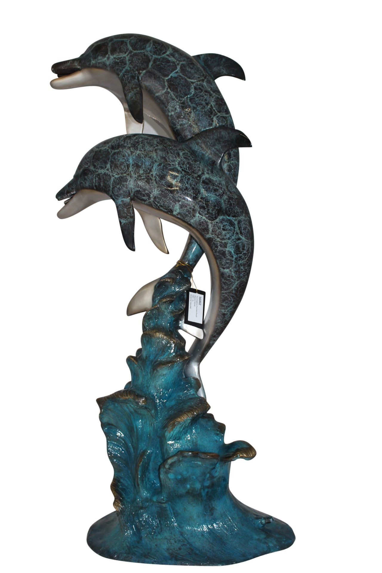 Nifao Two Dolphins Outdoor Fountain Statue, Bronze Garden Water Feature Sculpture for Patio & Yard – Garden Outdoor Decor Sculpture, 22"L x 12"W x 46"H
