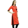 thumbnail image 5 of Bimba Women's Khadi Cotton Tunic Chic Kurta Kurti With Handmade Necklace Attached Clothing, 5 of 9