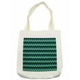 thumbnail image 1 of Teal Tote Bag, Expressionist Chevron Style Pattern Geometric Vibrant Colored Modern, Cloth Linen Reusable Bag for Shopping Books Beach and More, 16.5" X 14", Cream, by Ambesonne, 1 of 2