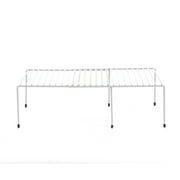 Mind Reader Expandable Kitchen Counter and Cabinet Shelf, Kitchen Pantry Rack Organizer, Multi-Purpose Storage and Organization, for Bedroom, Bathroom, White