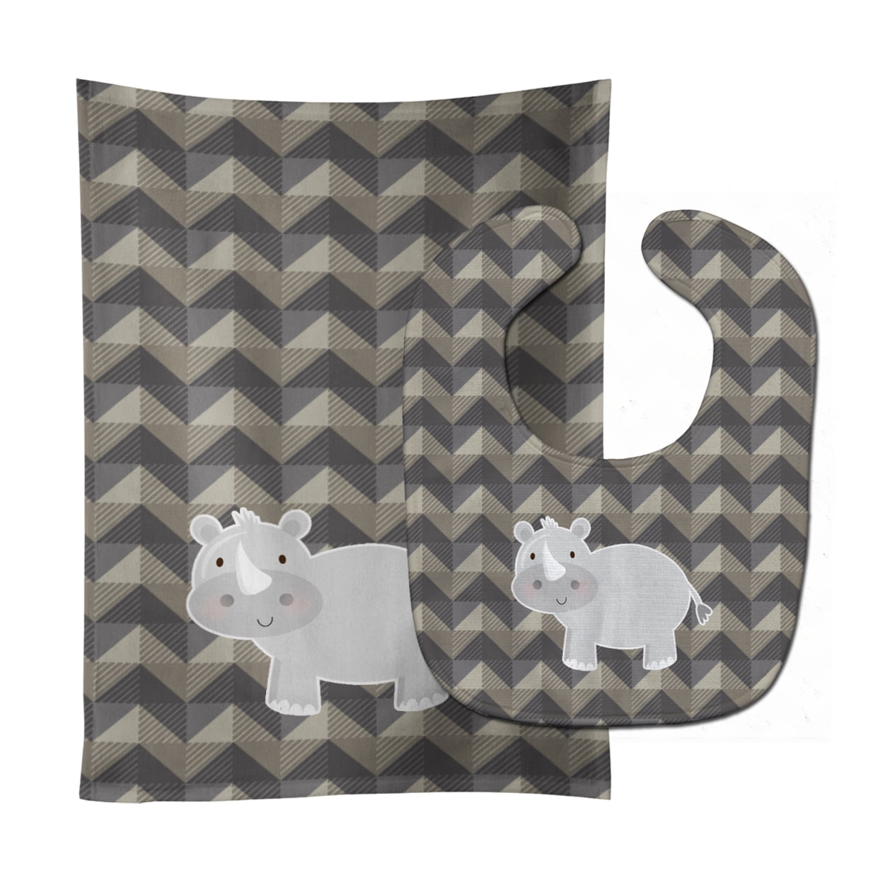 Rhinoceros Baby Bib and Burp Cloth