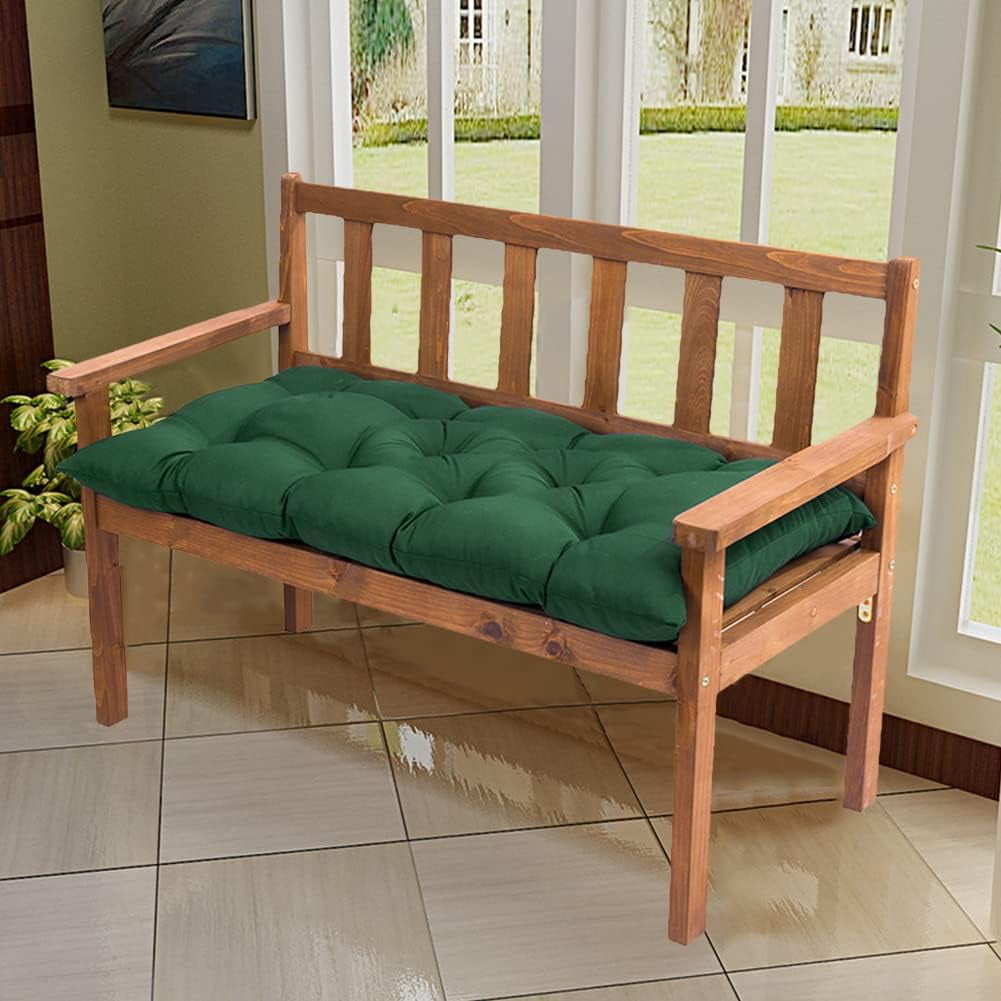 Nvzi Outdoor garden bench cushion, bench cushion, recliner seat cushion suitable for double sofa cushion 39.37 * 19.68 * 3.14 inches, Green, 1 piece