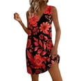 thumbnail image 2 of QUNYINEY Summer Sun Dresses for Women 2026 Mini Floral Sleeveless A Line Tank Dress V Neck with Pockets Vacation Loose Fit Casual Dresses, 2 of 7