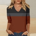 thumbnail image 2 of CONZONE Womens Summer T-Shirts 3/4 Sleeve T Shirts for Women Casual V Neck Patchwork Color Lightweight Tees Soft Cozy Dailywear, 2 of 4
