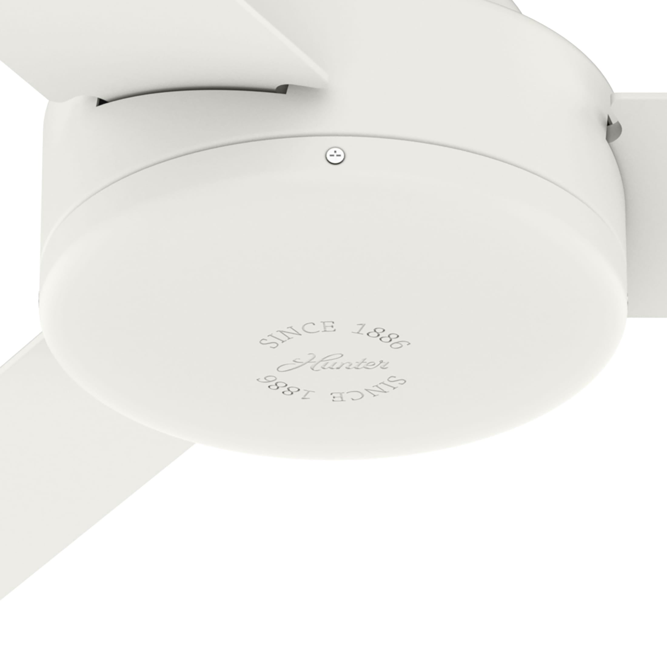 Hunter 44 inch Indoor Ceiling Fan No Light - White Modern Ceiling Fan without Light, 3 Blades, Standard Mount, For Bedroom, Living Room, or Kitchen, Wall Control - Presto 51848, Matte White