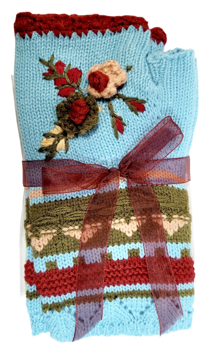 Press On Nails and Fingerless Glove Gift Set -Turquoise Red
