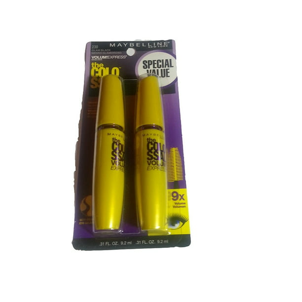 Maybelline The Colossal Cat Eyes Mascara ~ Express ~ Glam Black 233 ~ Twin Pack - Walmart.com