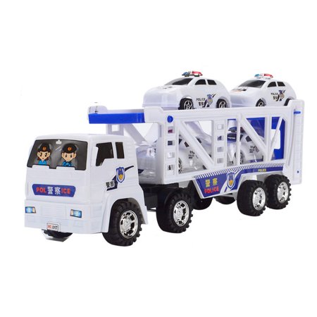 DZT1968 Large Double Deck Trailer With Four Mini Police Cars To Transport Big Truck