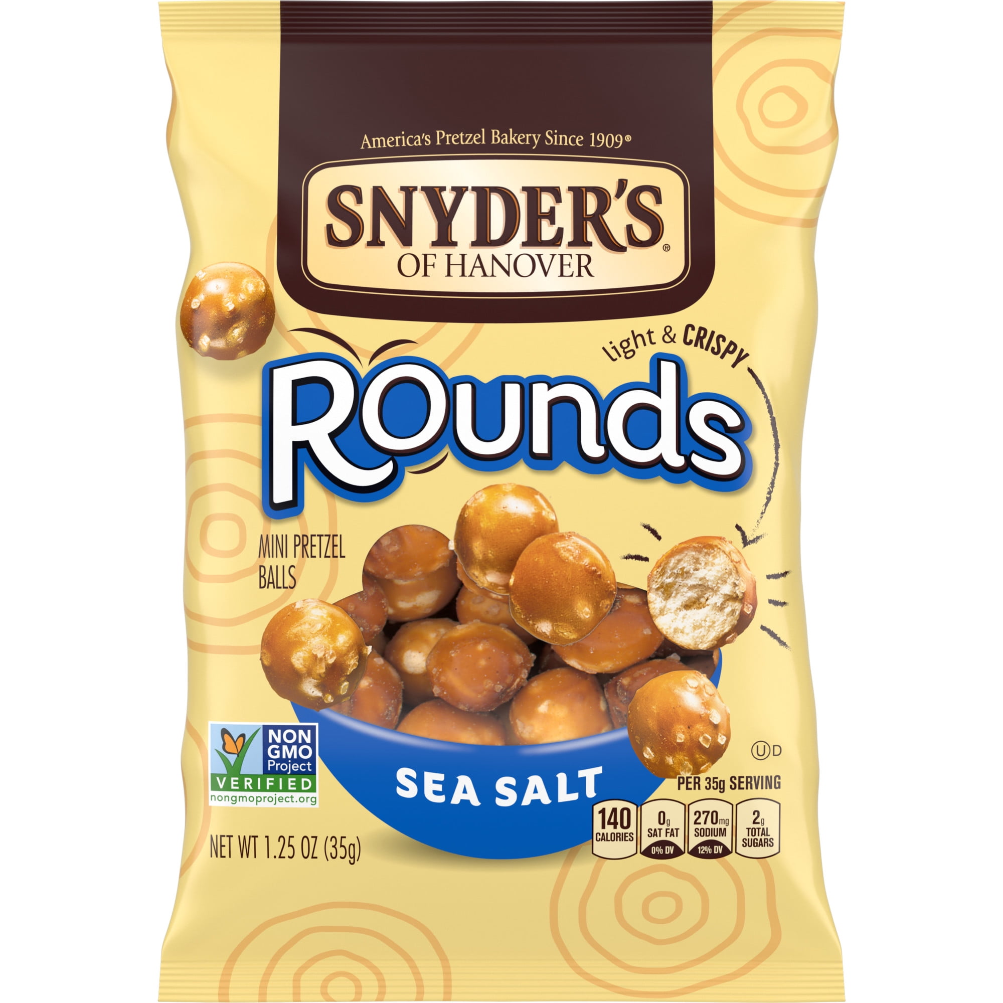 Snyder's of Hanover Pretzels, Rounds, Sea Salt, Snack Pack 1.25 oz ...