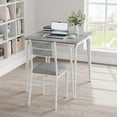 thumbnail image 4 of Dining Table for 2, Small Table and Chairs Set of 2, Square Dinette Set for 2, 3Pcs Kitchen & Dining Room Sets for Small Space (White, Table with 2 Upholstered Chairs), 4 of 7