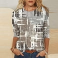 thumbnail image 2 of Baikeli Hauts pour Femmes Été Liquidation Hauts à Manches 3/4 pour Femmes Décontractés Grande Taille Chemises Blouses à Imprimé Graphique Coupe Ample Col Rond Chandail T-Shirt de Sortie Blouses et Hauts pour Femmes, 2 of 4