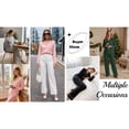 thumbnail image 5 of UVN Fall Pajama Set for Women Embroidered Floral Button Up Tops with Drawstring Pocket Pants Ladies Casual Lounge Set, 5 of 9
