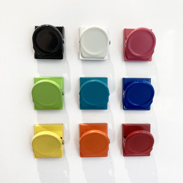 Metal Magnetic Fridge Clips, 9 Pieces Fridge Magnet Strong Clips, Magnetic Bulldog Clips, for Office, Home, Whiteboard Magnetic Memo Note Metal Clip