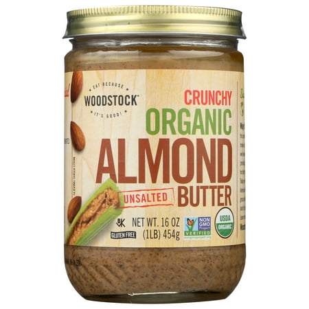 Woodstock Almond Butter, Crunchy, Unsalted, 16 oz