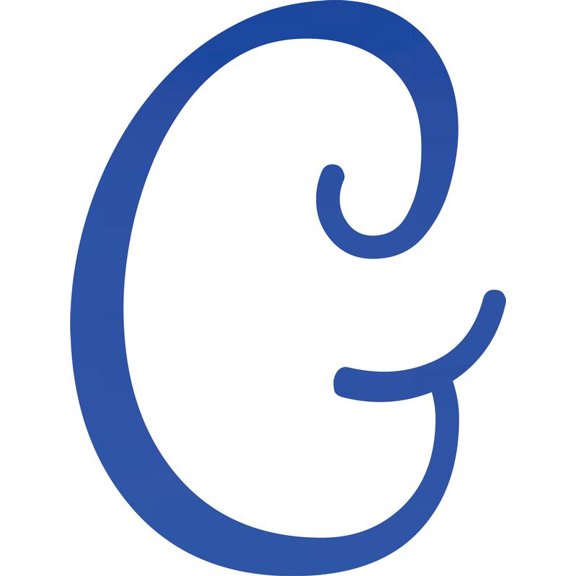 Decorative Acrylic Letter, Custom Blank G Script, 8'' Tall Transparent Dark Blue Alphabet
