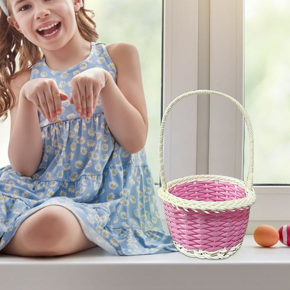 Clearance Under $5.24 Mini Easter Baskets For Crafts Decor Mini Rattan Picnic Basket Kids Easter Baskets Empty Plastic Easter Basket For Easter Egg Hunt
