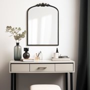 Classic Crown Arched Decorative Mirror, Black, 22x30in