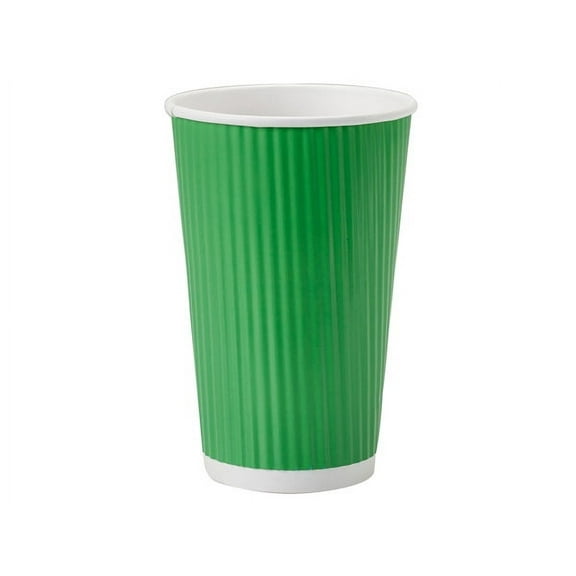 Pack of 500, Apple Green 16 Oz Groove Paper Cups Made in USA w/Straight Groove Design Provides Insulation - No Sleeves Needed for Most Hot Drinks