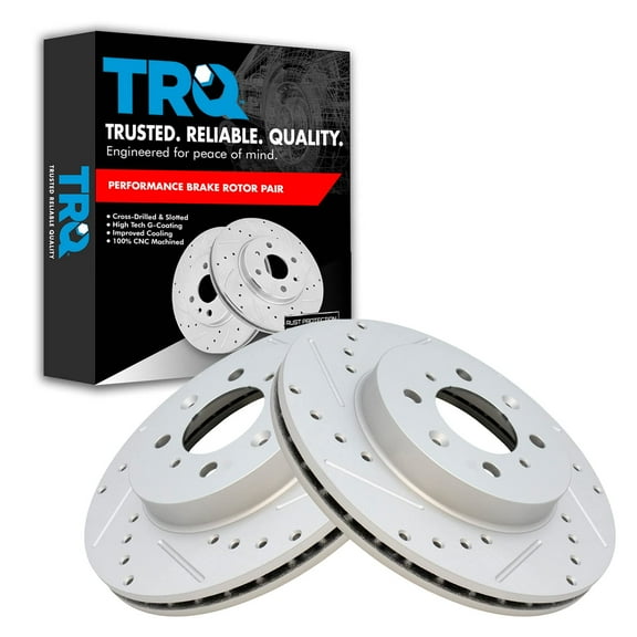 TRQ Front Performance Brake Rotors Set Premium G-Coated Cross Drilled & Slotted Fits Select 1990-2001 Acura Integra 1990-2005 Honda Civic 1993-1997 Civic del Sol 2007-2014 Fit 2010-2014 Insight