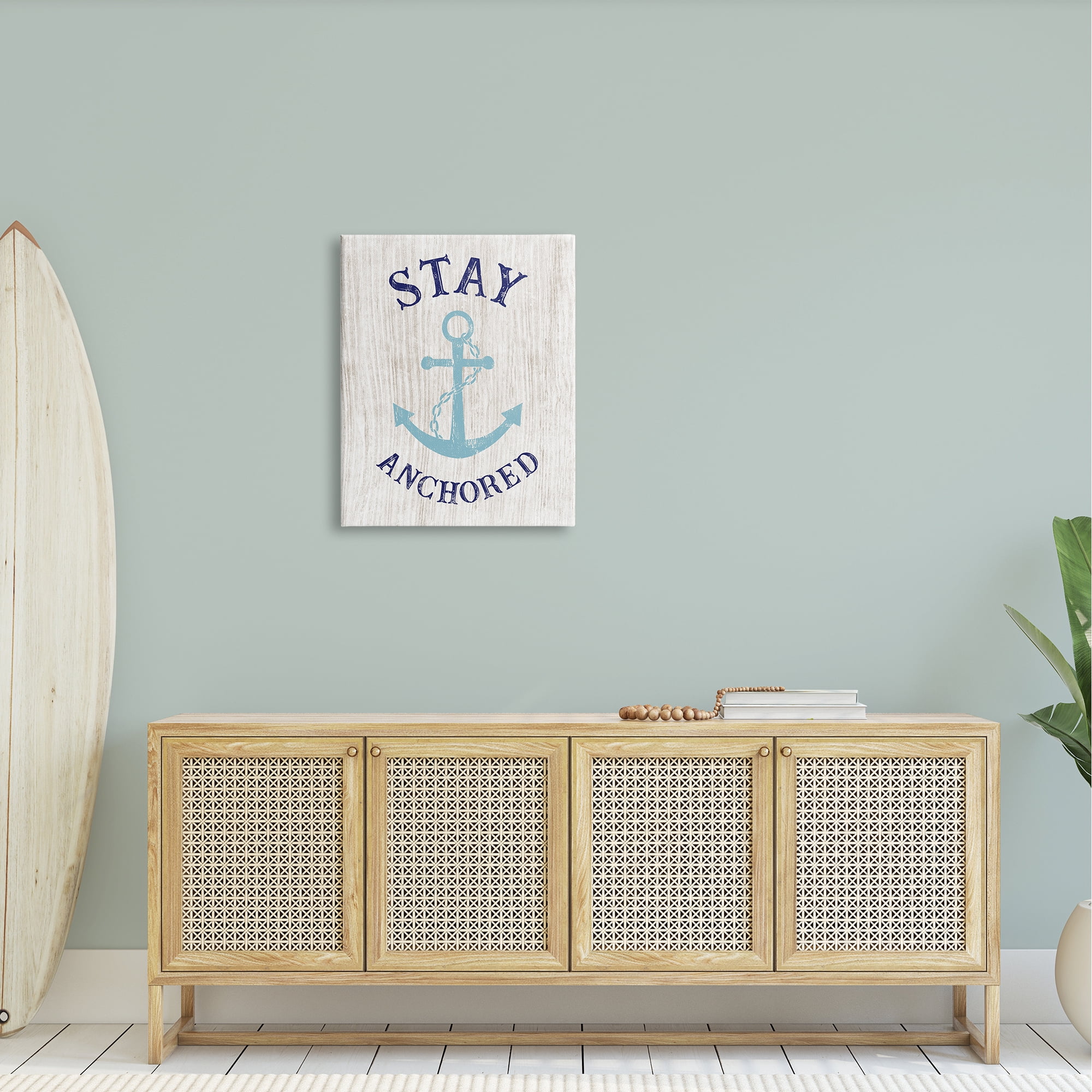 Stupell Industries Stay Anchored Rustic Nautical Beach Typography Graphic Art Gallery Wrapped Canvas Print Wall Art, Design by CAD Designs