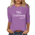 thumbnail image 3 of Jsaierl Tops for Women 3/4 Sleeve Summer Round Neck Shirts Cute Print Petite Blouses Work Dressy T-shirts Top S-5XL, 3 of 7