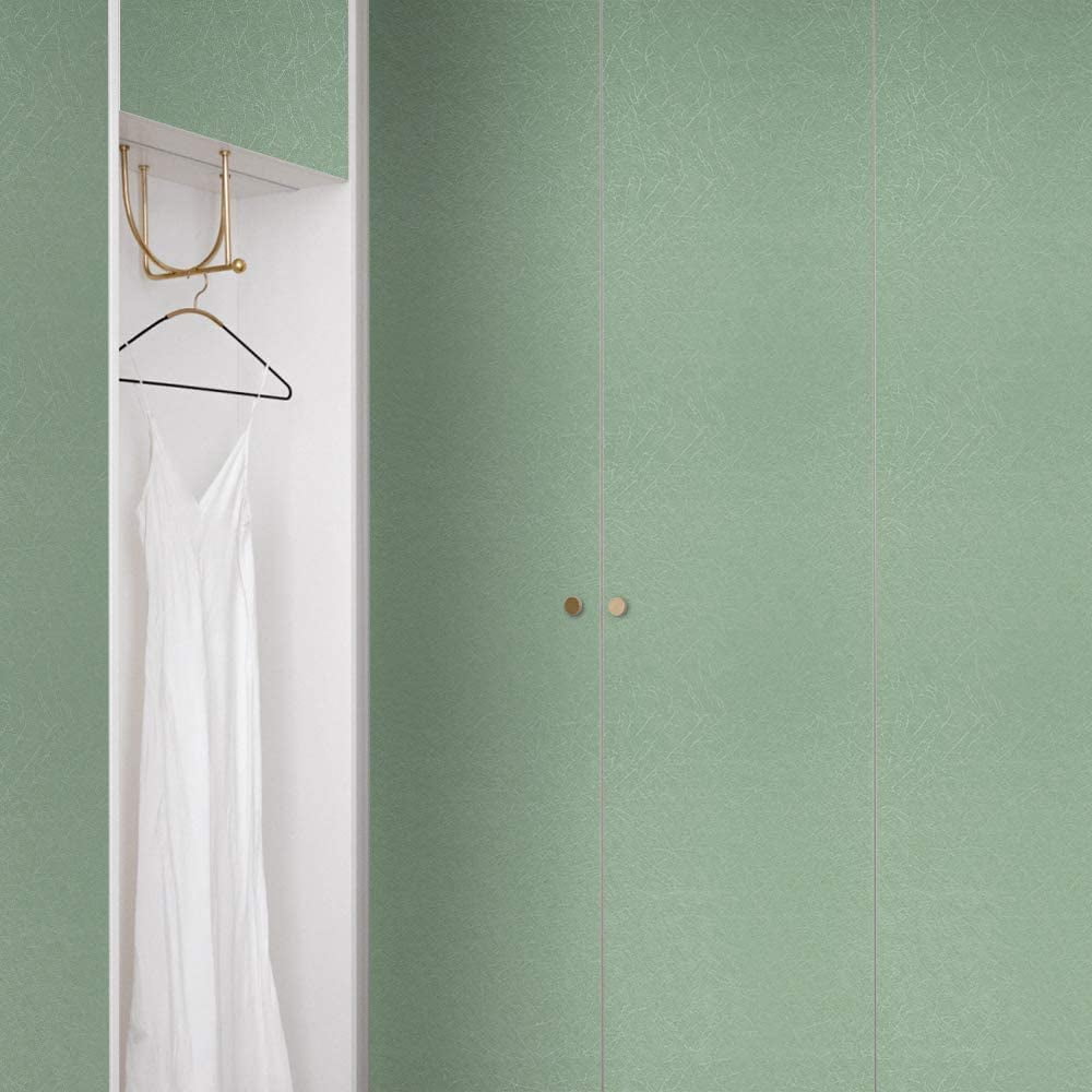 UMIGGEE Green Silk Wallpaper 15.74" x 118" Peel and Stick Wallpaper Self Adhesive Wallpaper Removable Wallpaper Vinyl Furniture Countertop Shelf Paper Texture