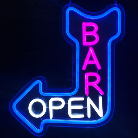 Bar Open Neon Sign,Open Arrow Neon Light for Bar Club Beer Shop Man Cave Restaurant Business Occasions Decor (left )