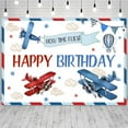 thumbnail image 3 of Airplane Cool Happy Birthday Backdrop Red Blue Airplane Boys Birthday Party Photography Background How Time Flies Happy Birthday Decorations Kids Portraits Banner Photo Studio Props, 3 of 5