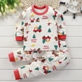 thumbnail image 2 of TOWED22 Baby Toddler Boys Outfits Set 2 Piece Long Sleeve Cute Print Graphic Round Neck Sweatshirt Top Sweatpants Casual Fall Winter Clothes(Watermelon Red,18-24 M), 2 of 6