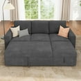 thumbnail image 6 of HONBAY 79" Reversible 3 Seat Compact L Shaped Sectional Sleeper Sofa with Pull Out Bed and Storage, Corduroy Gray, 6 of 9