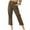 Khaki, variant on Inleife Womens Casual Solid Color Pockets Buttons Elastic Waist Comfortable Straight Pants Brown XL
