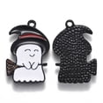 thumbnail image 2 of Theme Alloy Enamel Pendants White with Black Hat and Broom Electrophoresis Black 22.5x14.5x1.5mm Hole: 1.6mm, 2 of 4