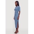 thumbnail image 2 of Women's Ribbed Knit Crew Neck Short Sleeve Dress with Side Slit, 2 of 3